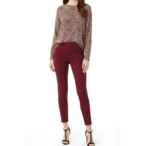 Michael Kors Seamed Front Ponte Knit Leggings Size M Merlot NWT - Picture 2 of 13